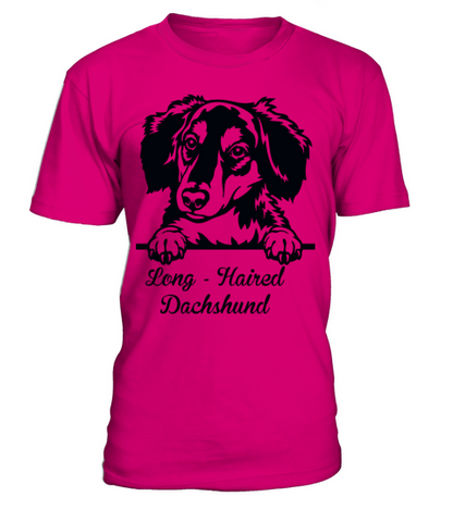 Long Haired Dachshund T-Shirt Unisex - Dark Pink