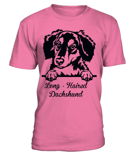 Long Haired Dachshund T-Shirt Unisex - Pink Azalea