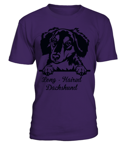 Long Haired Dachshund T-Shirt Unisex - Purple