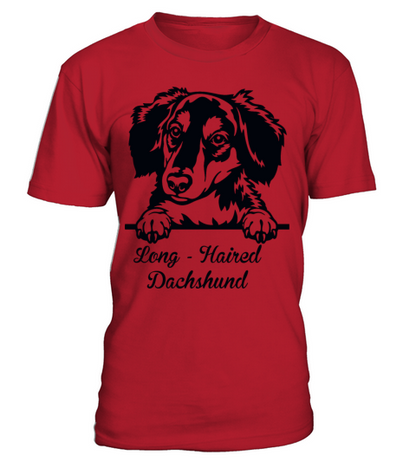 Long Haired Dachshund T-Shirt Unisex - Red