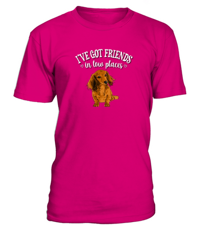 Long Haired Dachshund T-Shirt - Dark Pink