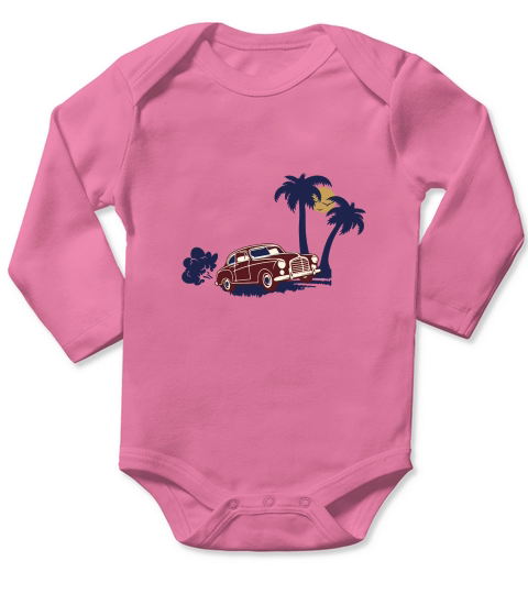 Retro Vintage Car Long Sleeve Baby One-Piece