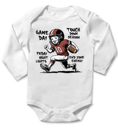 Touchdown Season Vintage Football Player Long Sleeve Baby One-Piece