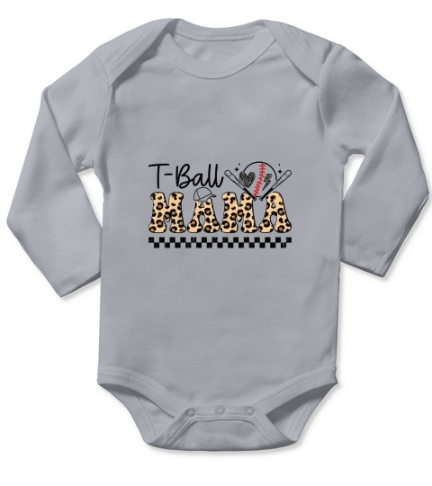 Vintage T Ball Mom Sublimation Baseball Mam Long Sleeve Baby One-Piece