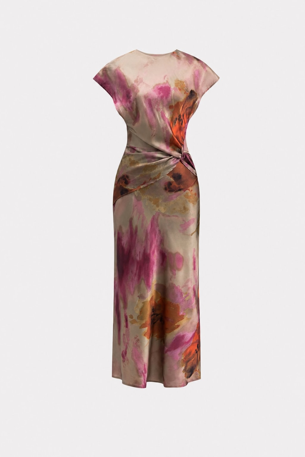 Satin Twist-Knot Cutout Midi Dress - 1