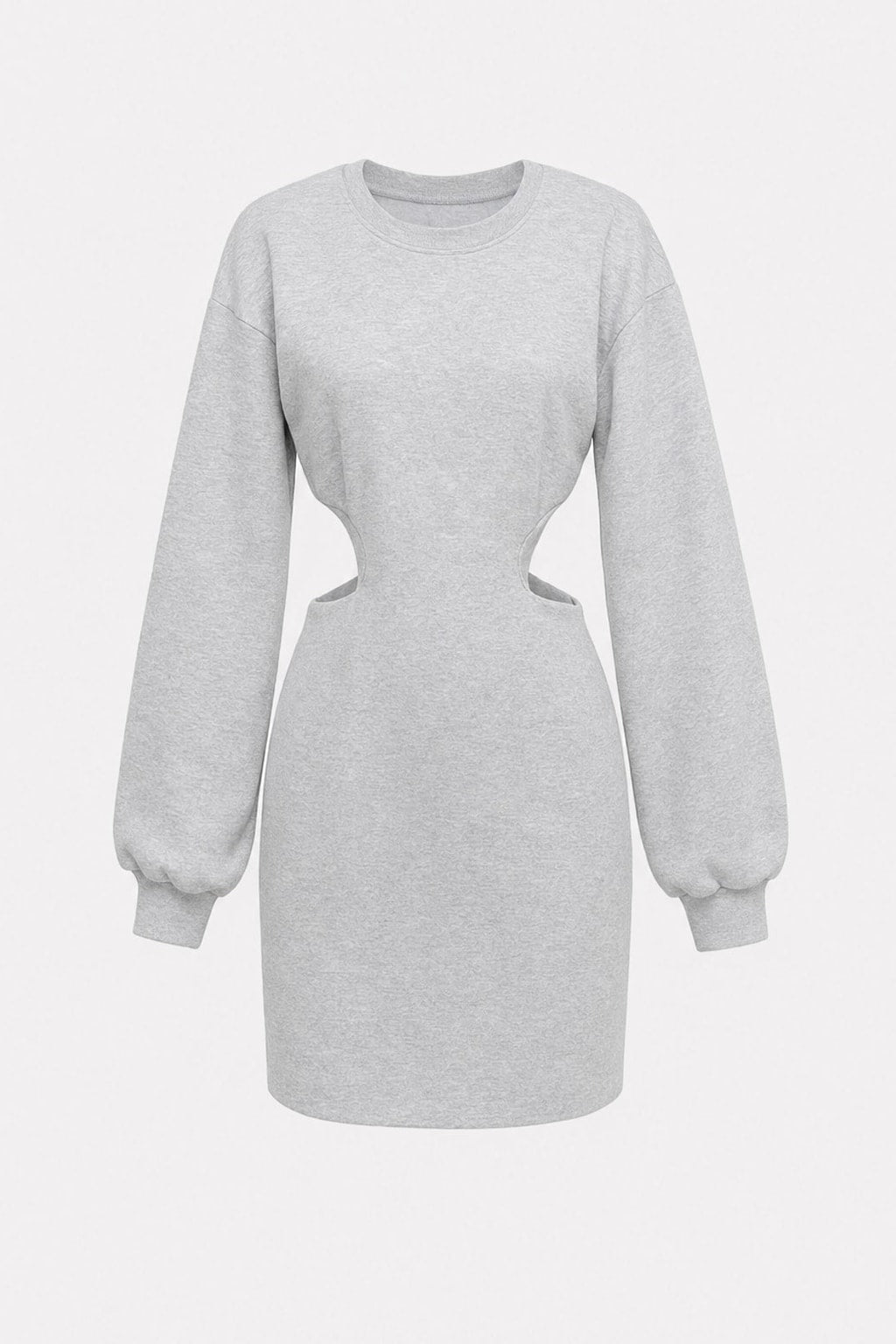 Grey Knit Cutout Backless Mini Dress - 1