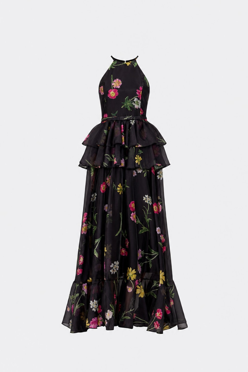 Terylene Floral Print Tiered Maxi Dress - 1