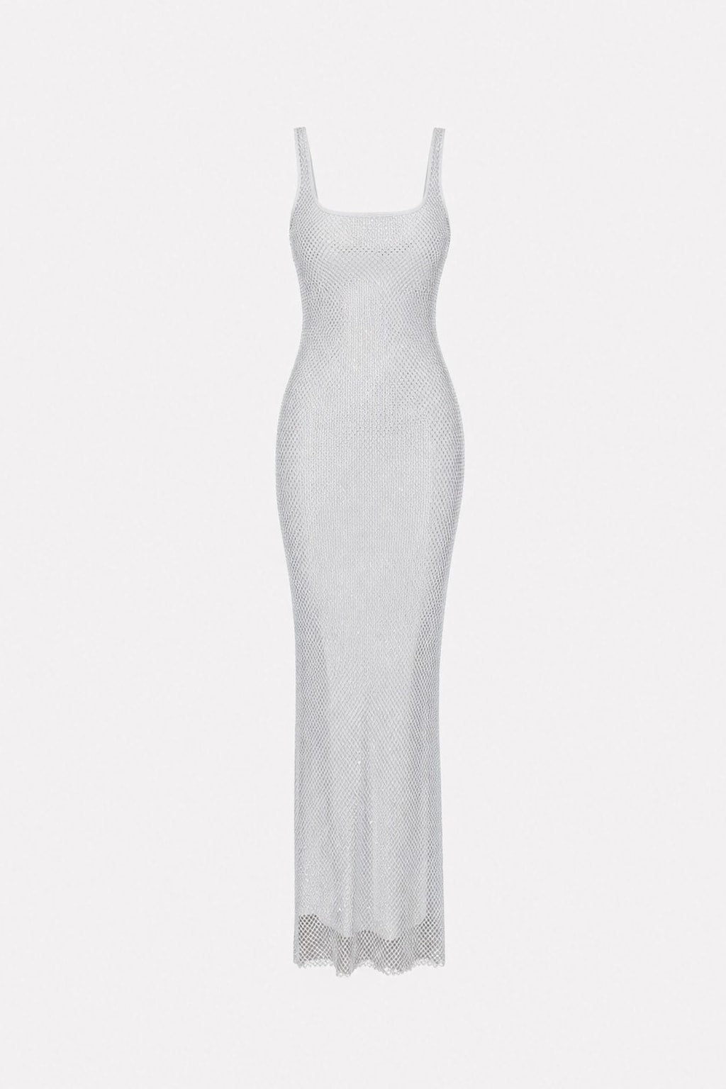 Rhinestone Bodycon Square Neck Maxi Dress - 1