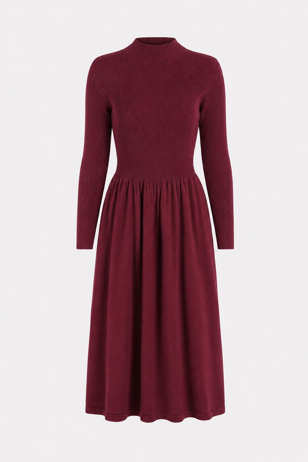 Sweater Knit Turtleneck Tunic Dress - 1