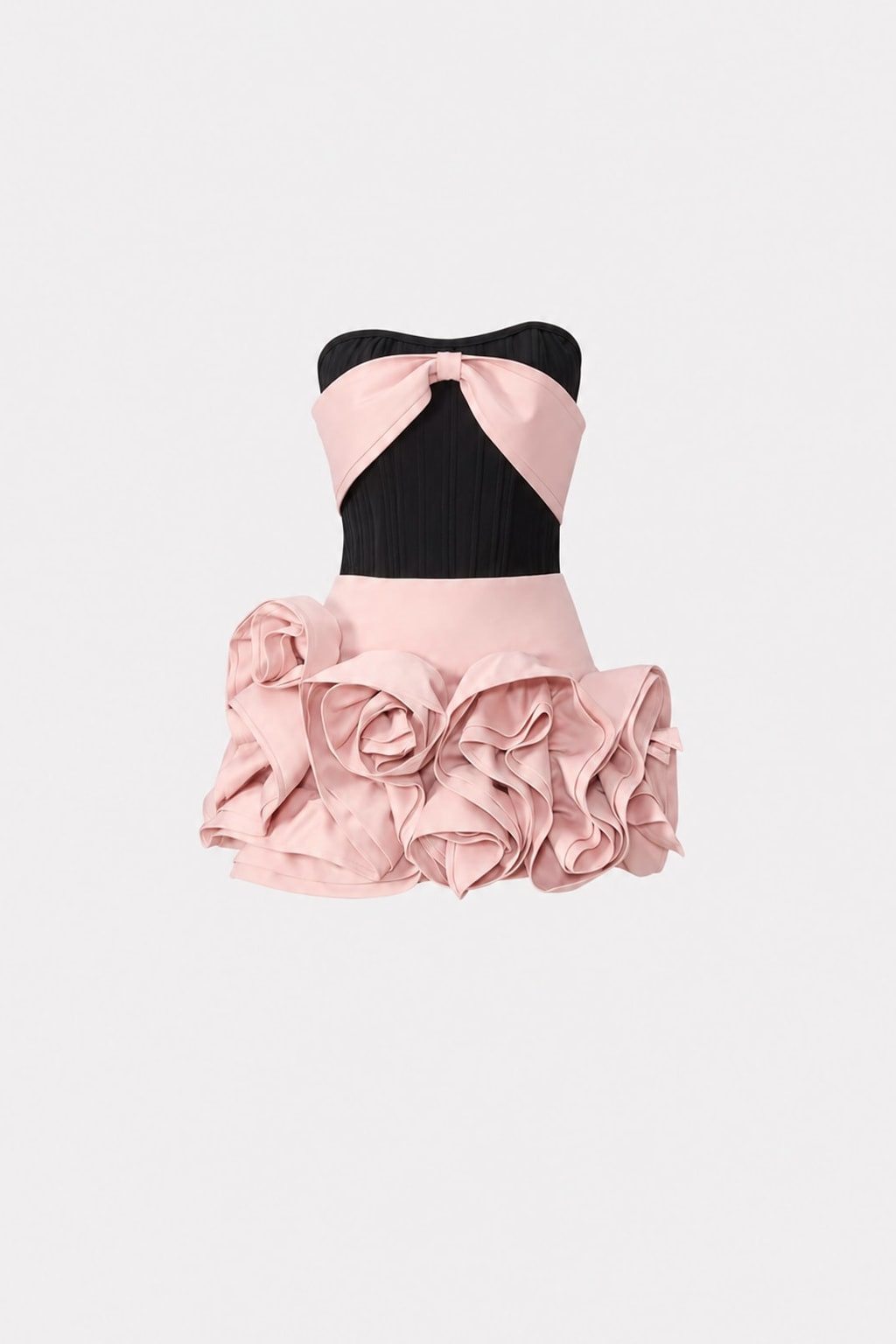 Terylene Bow-Front Corset Top And Floral Mini Skirt Set - 1
