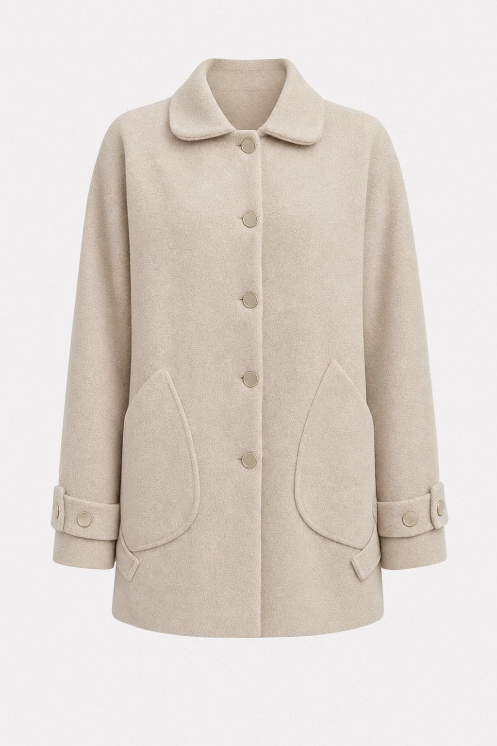 Oversized Buttoned Coat With Patch Pockets