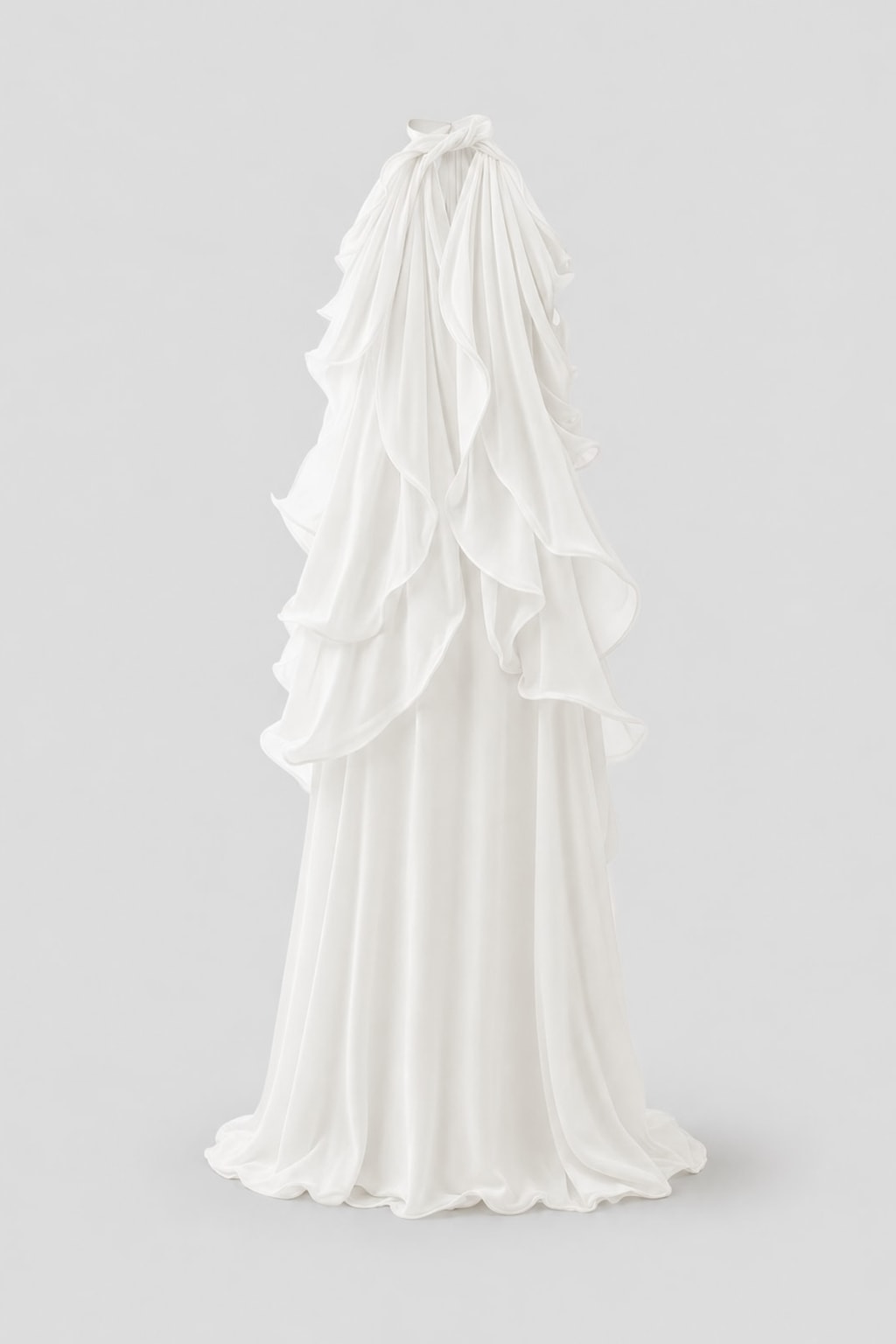 Chiffon Halter Neck Ruffle Maxi Dress