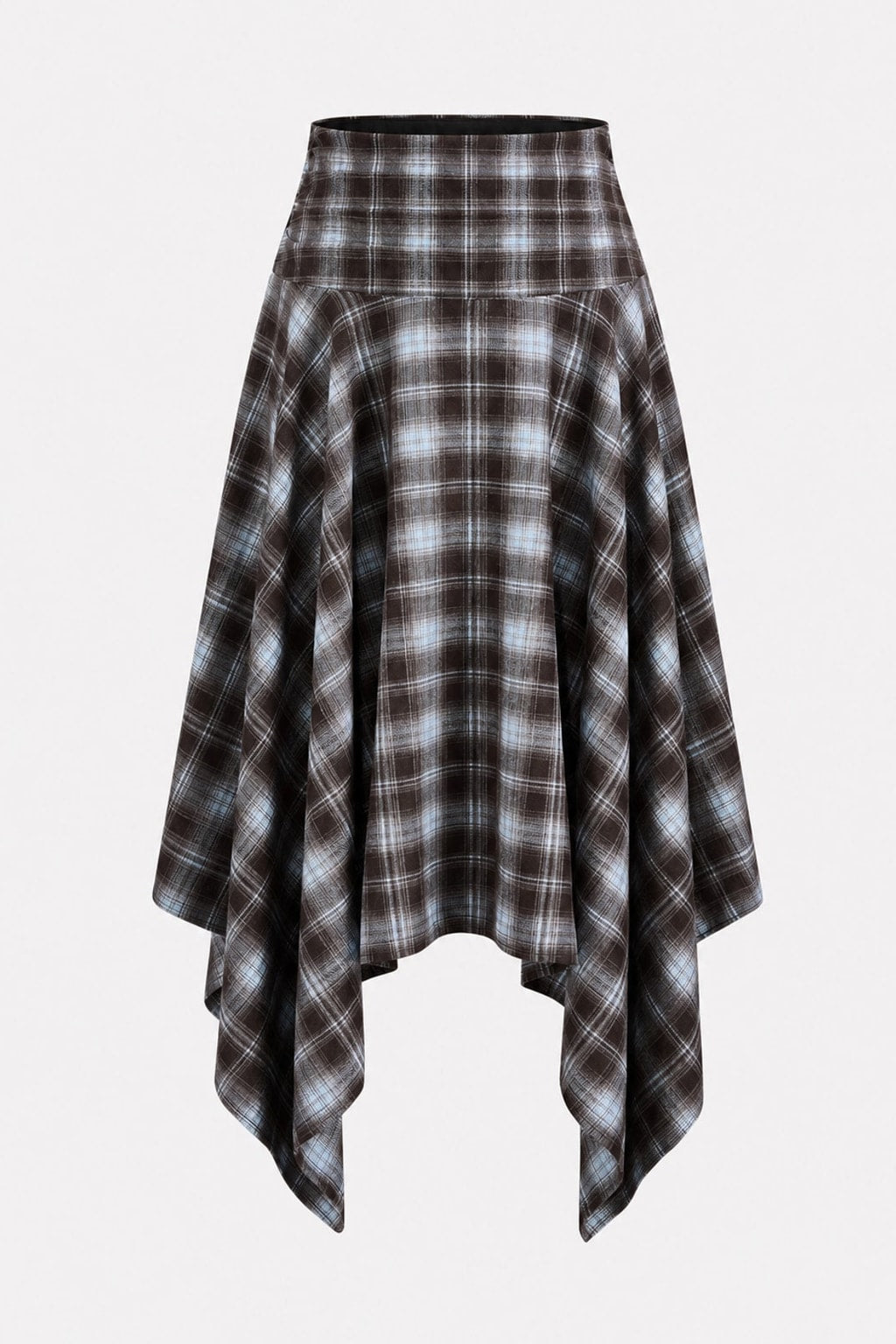 Plaid Midi Skirt With Asymmetric Hem - 1