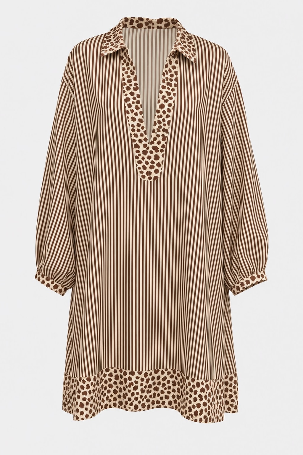 Effortless Polyester Striped Contrast Mini Dress With Pockets - 1
