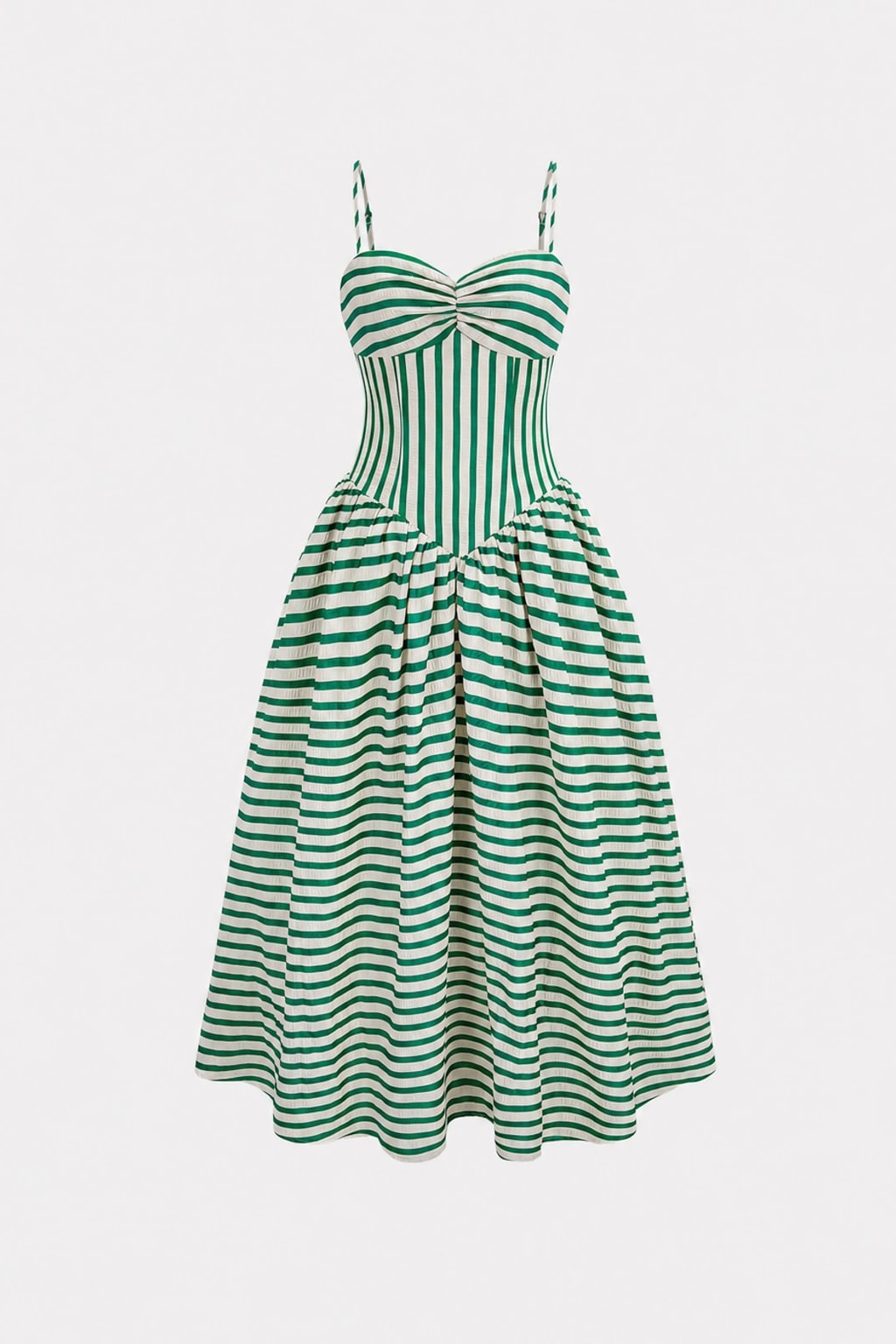Polyester Striped Maxi Dress With Ruched Zipper Detail - 1