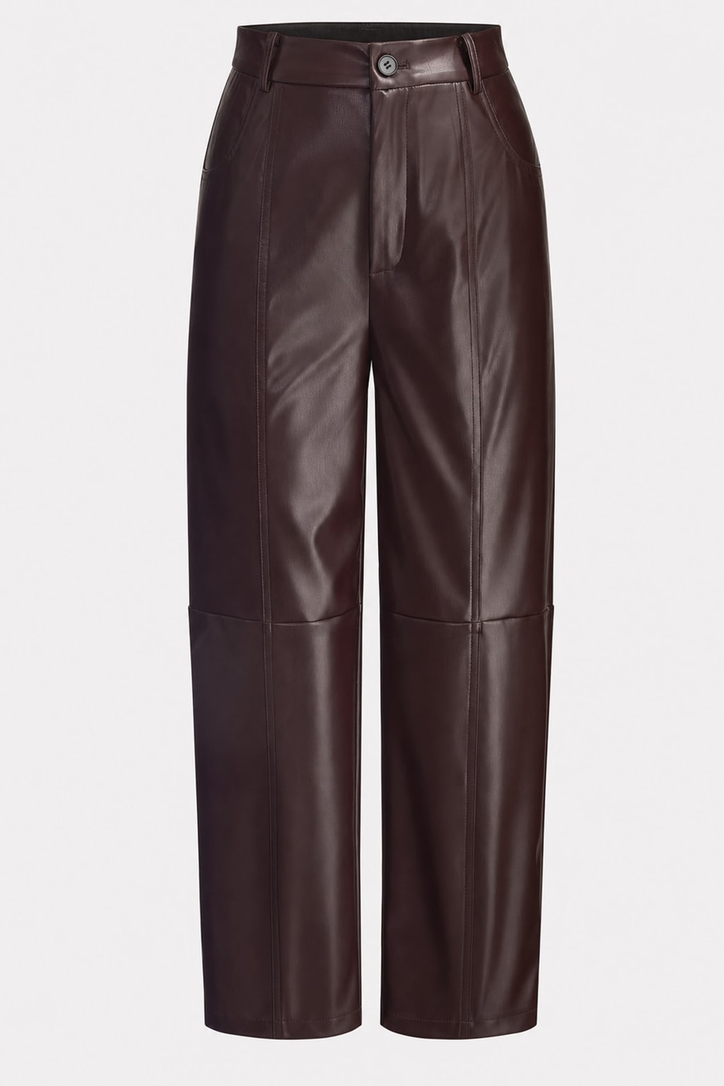 Faux Leather Cropped Straight Leg Pants - 1