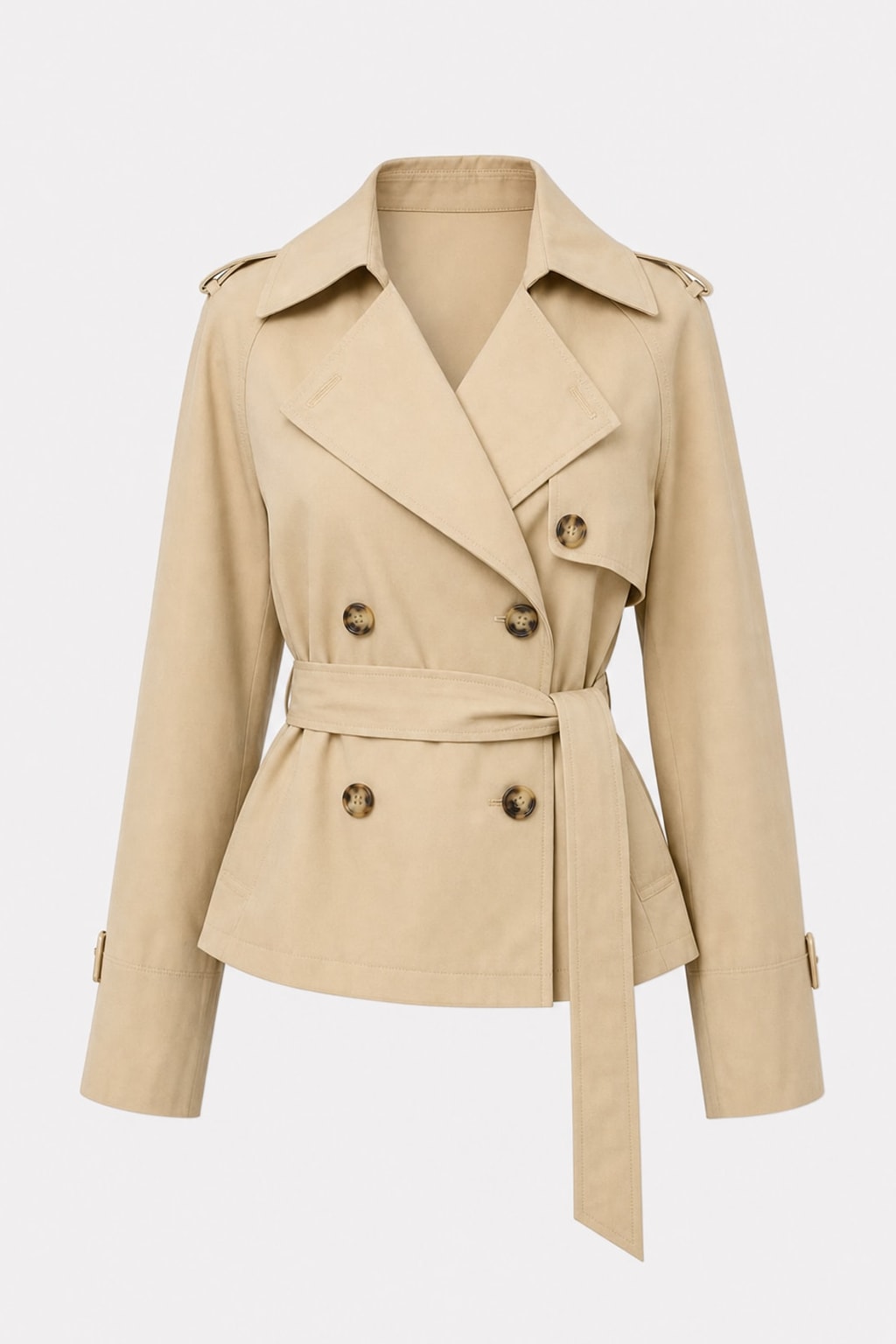 Cotton Blend Double-Breasted Trench Coat - 1