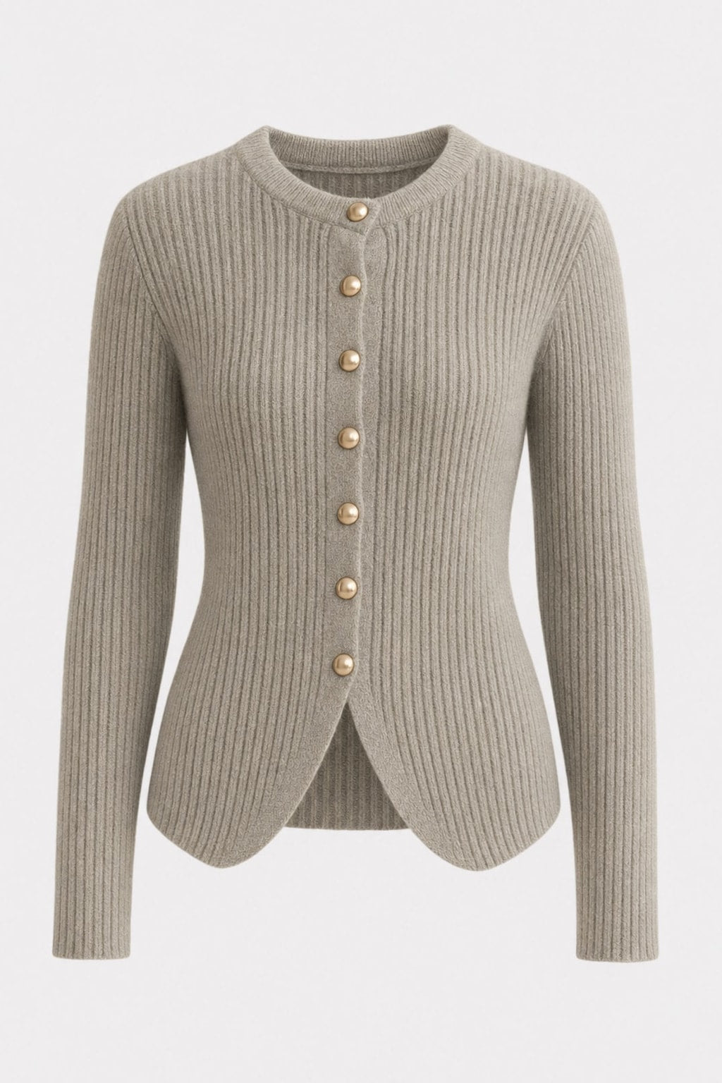 Knit Button-Front Split-Hem Cardigan - 1