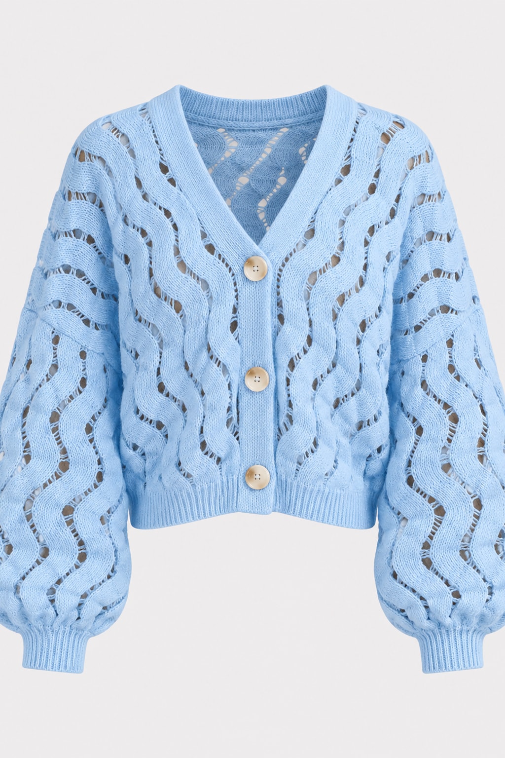 Ivory Knit Open-Front Cardigan Sweater - 6