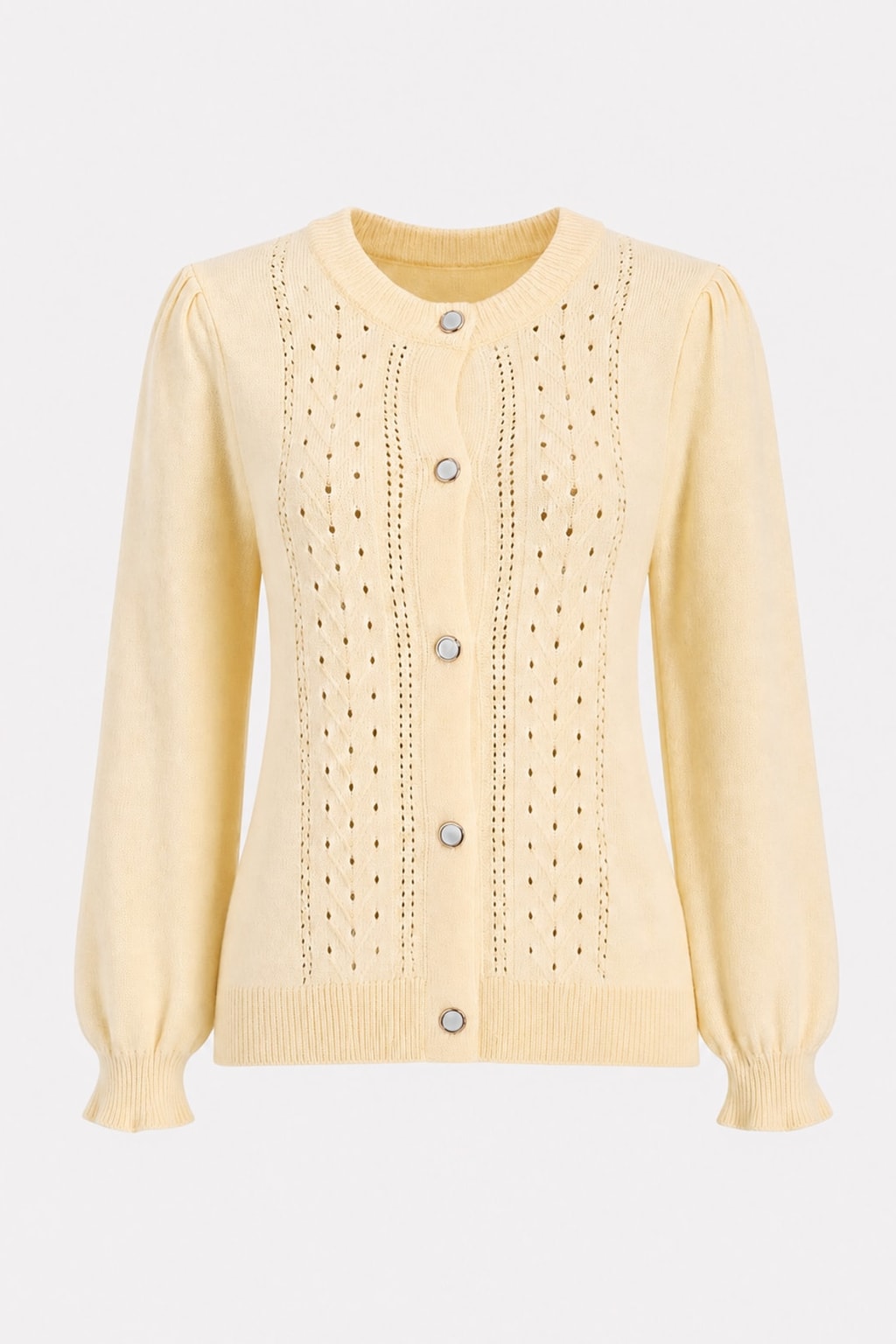 Apricot Textured Knit Cardigan - 1