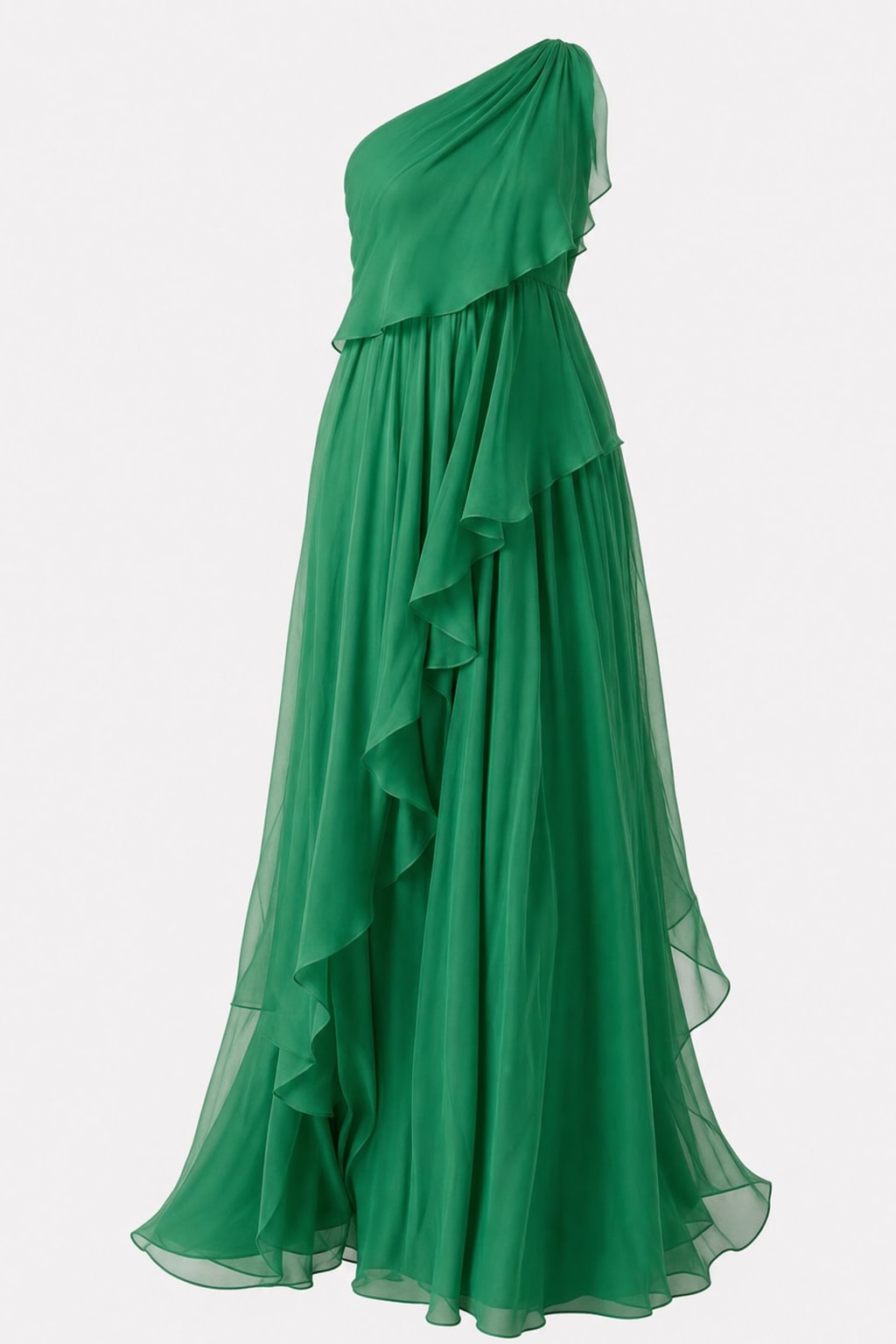 Effortless Flowy One-Shoulder Ruffle Maxi Dress - 1