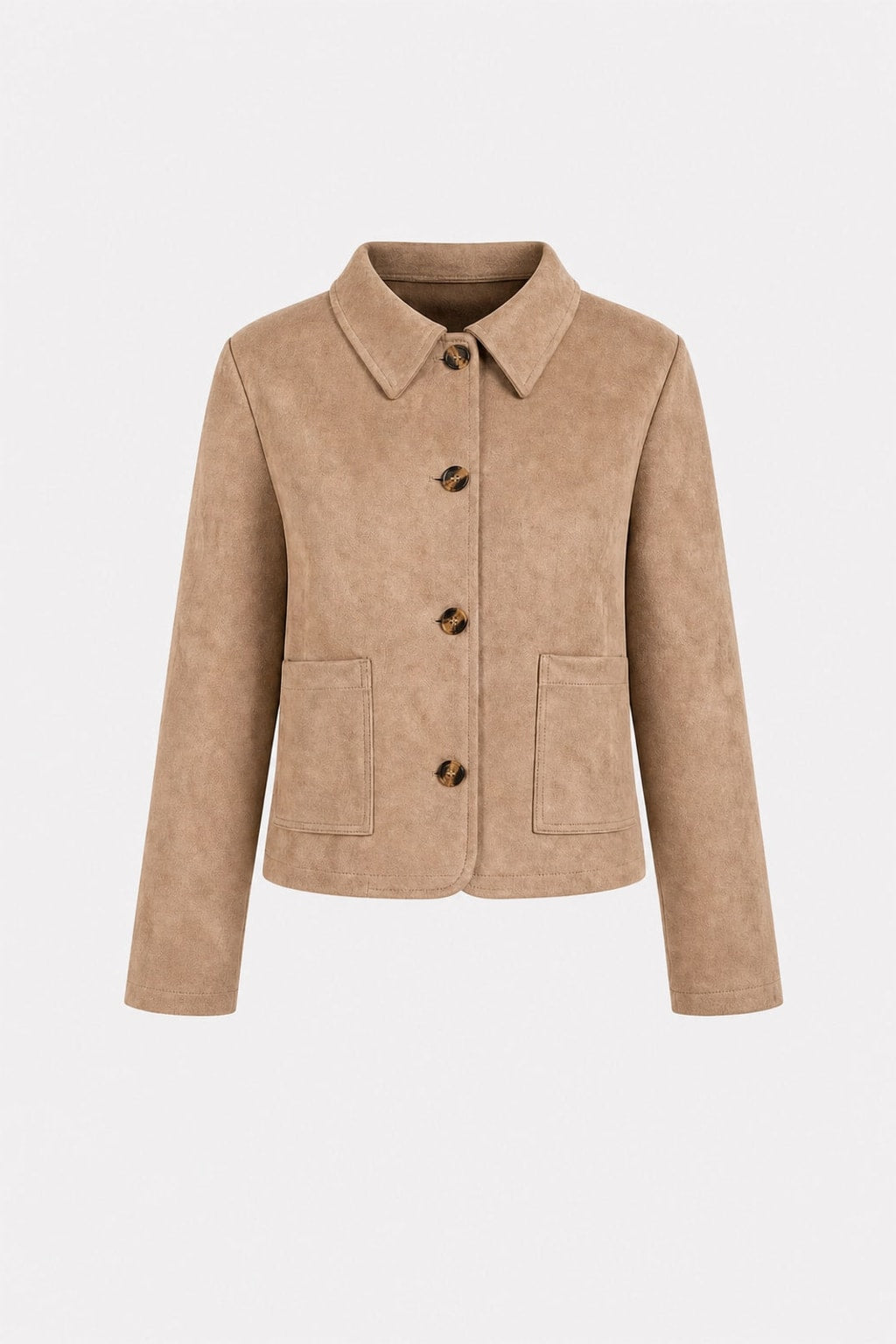 Khaki Knit Jacket With Button Pockets - 1