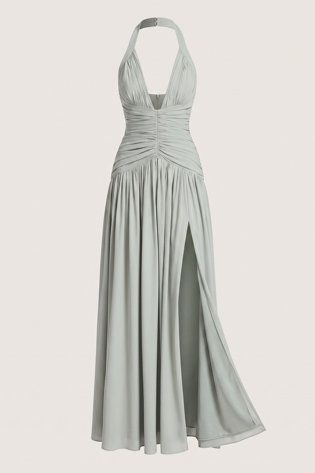 Chiffon Halter Maxi Dress with Thigh Slit
