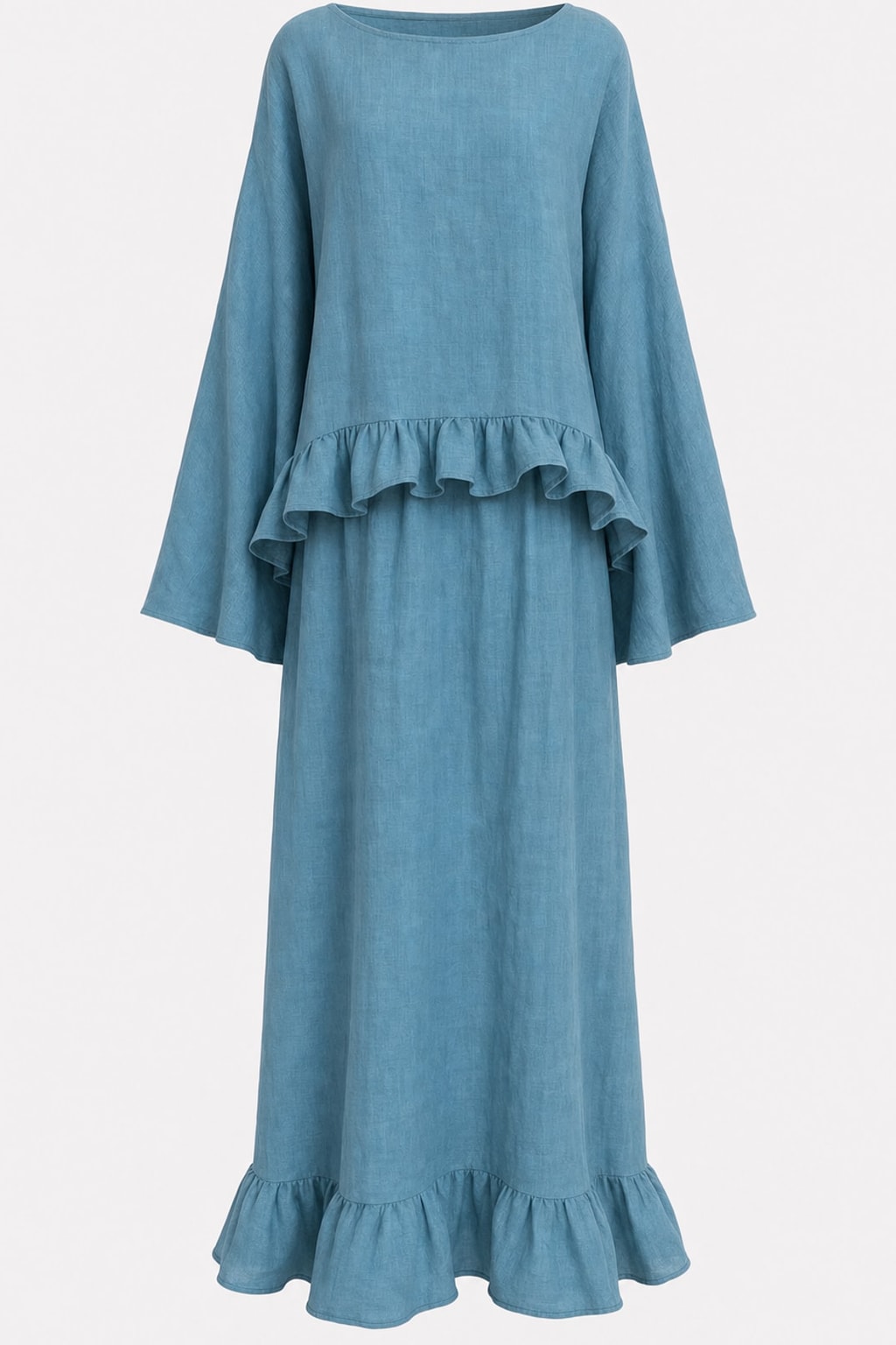 Effortless Ruffled Two-Piece Blouse and Skirt Set - 1