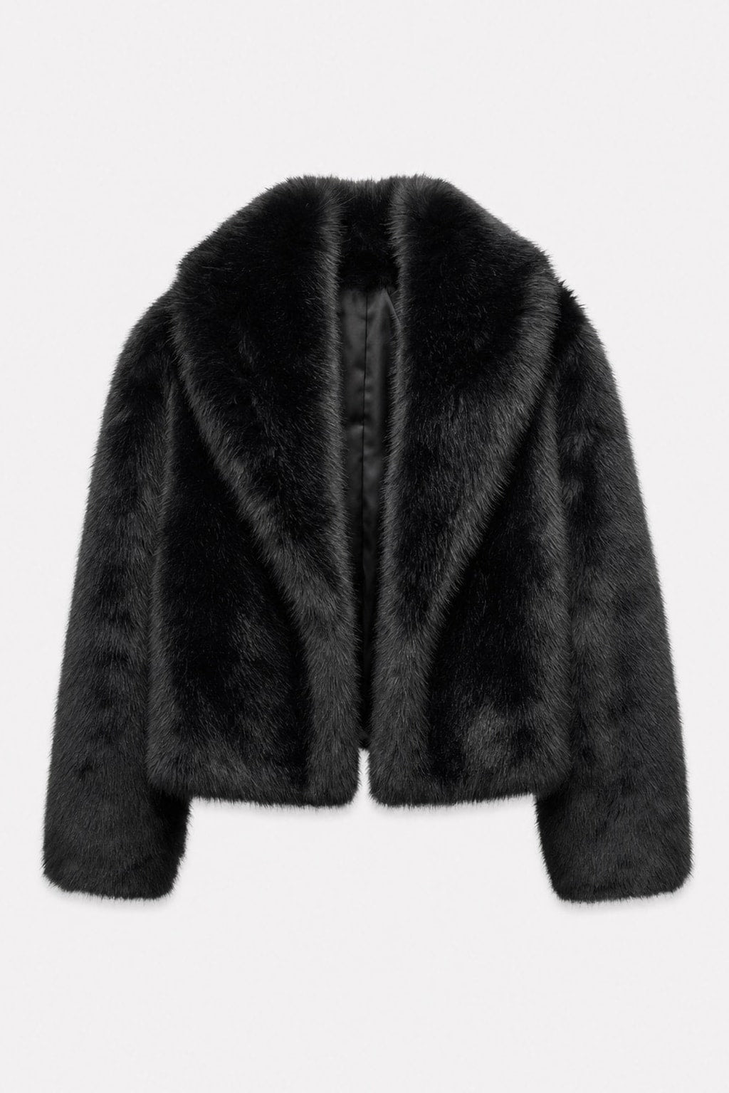 Faux Fur Collar Long Sleeve Jacket - 1