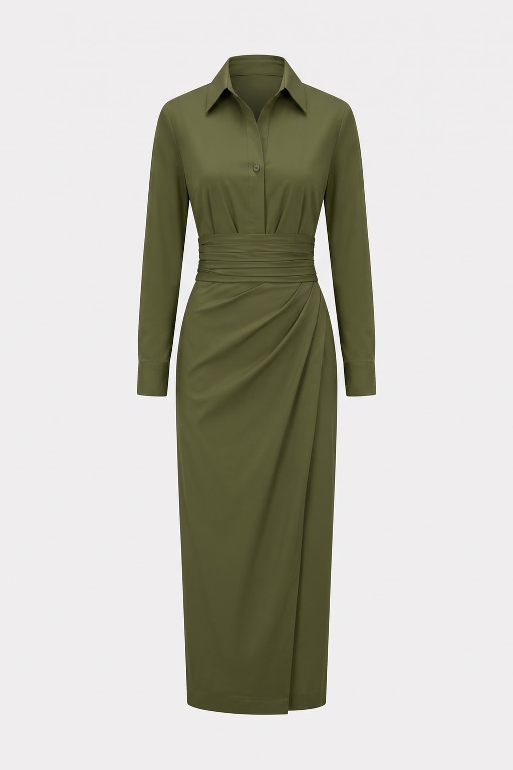 Polyester Midi Dress with Asymmetrical Hem - 1