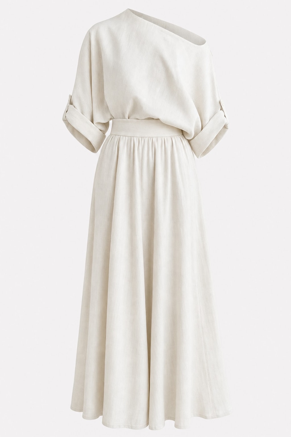 Effortless Two-Piece Set With One-Shoulder Top - 1