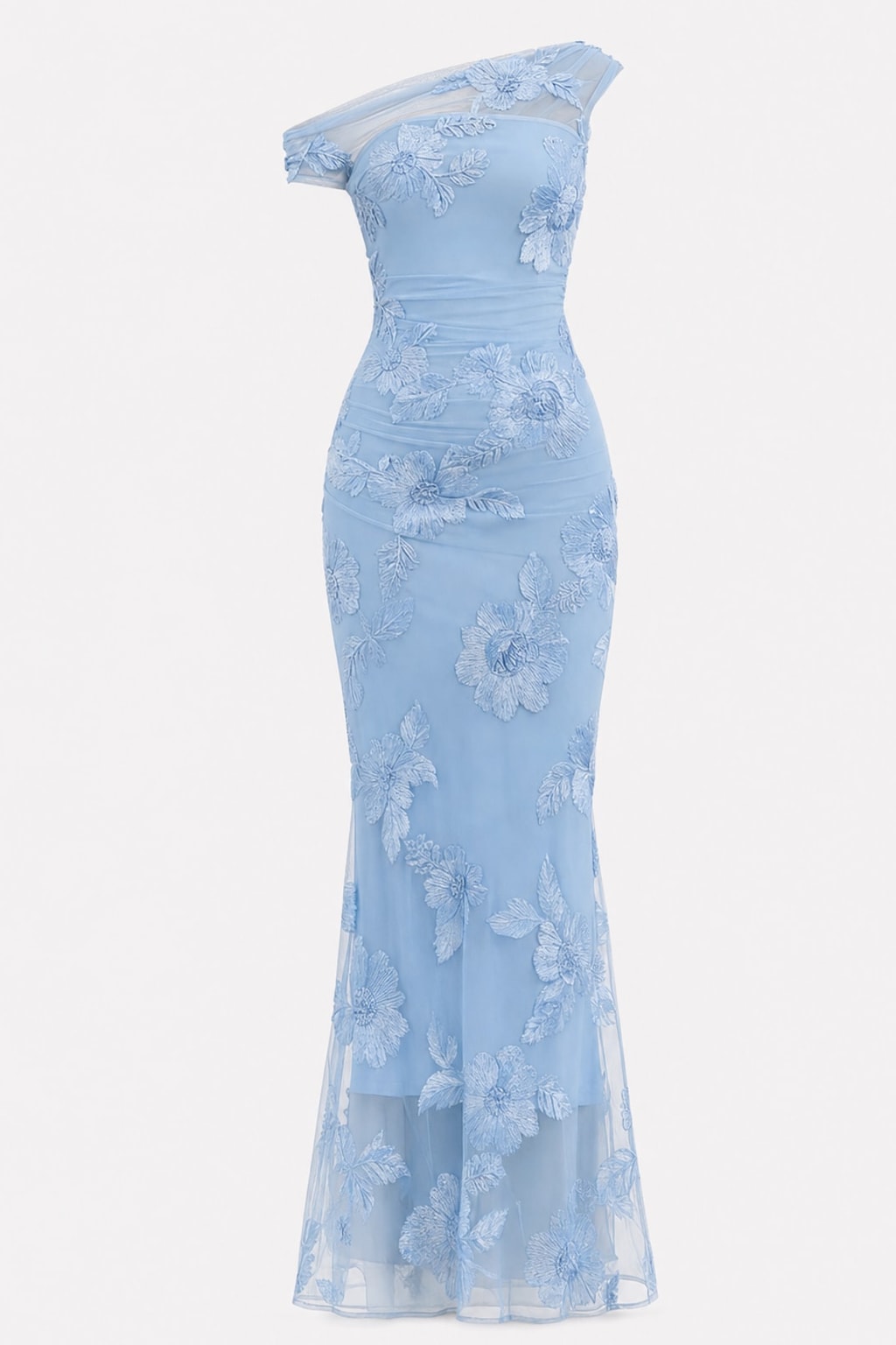 Chic Floral Asymmetric Lace Maxi Dress - 1