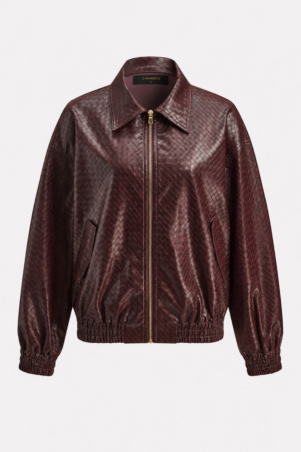 Faux Leather Bomber Jacket in Burgundy - 1