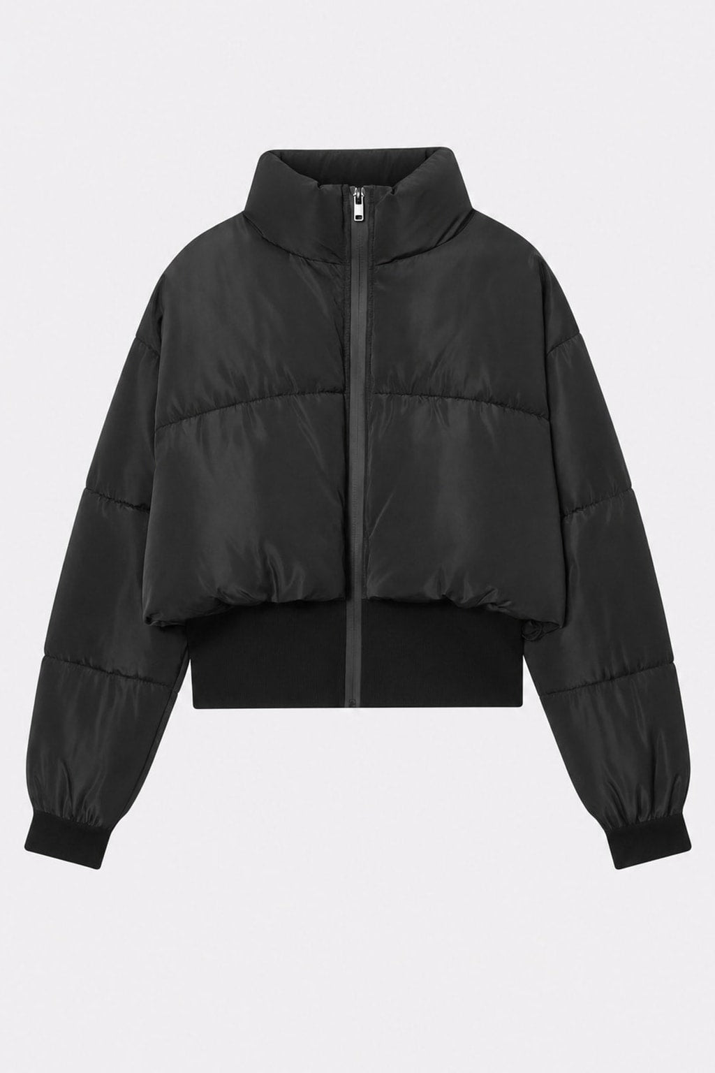 Cozy Quilted Padded Crop Jacket With High Neck - 1