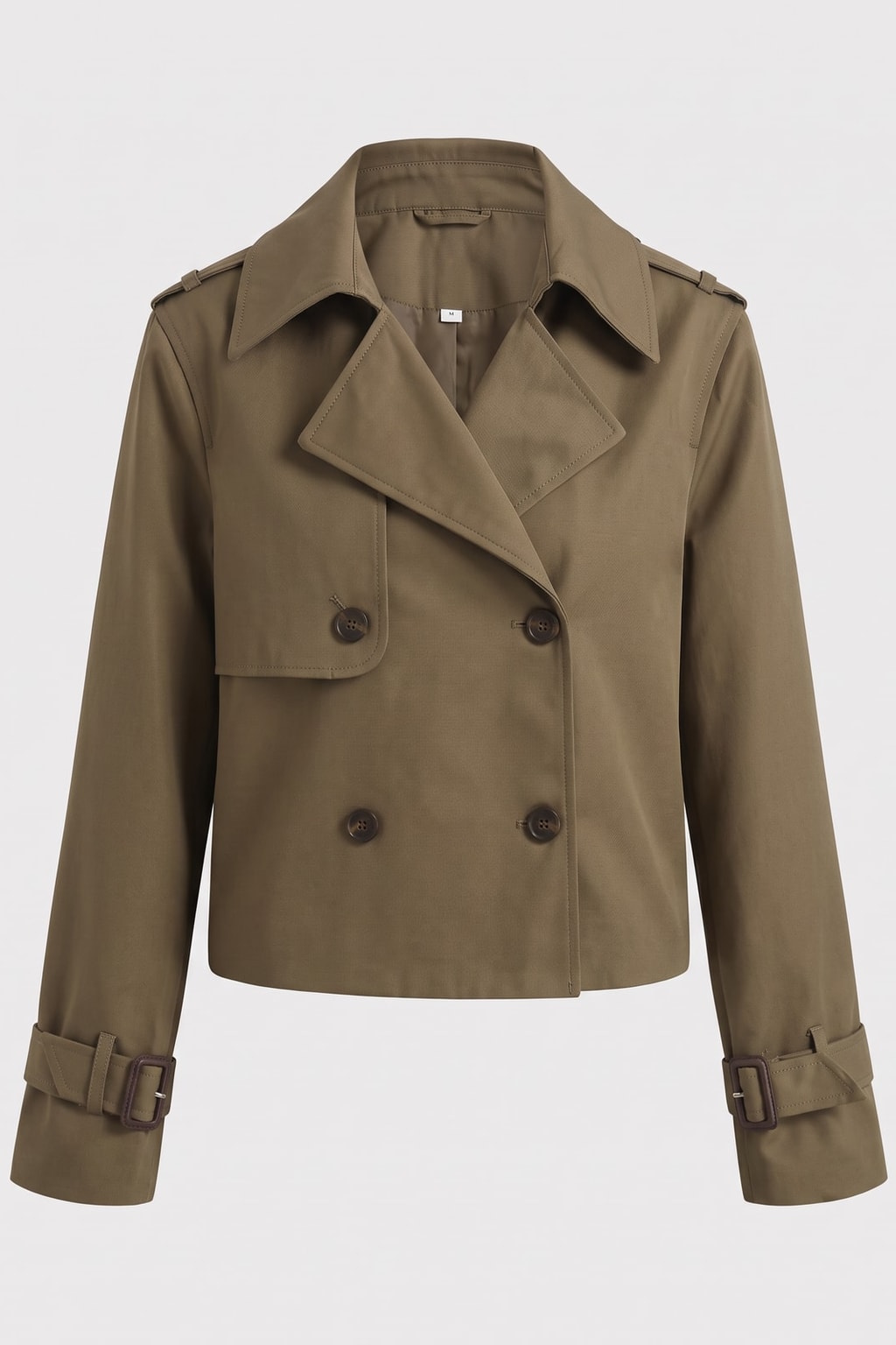 Cotton Blend Cropped Trench Jacket