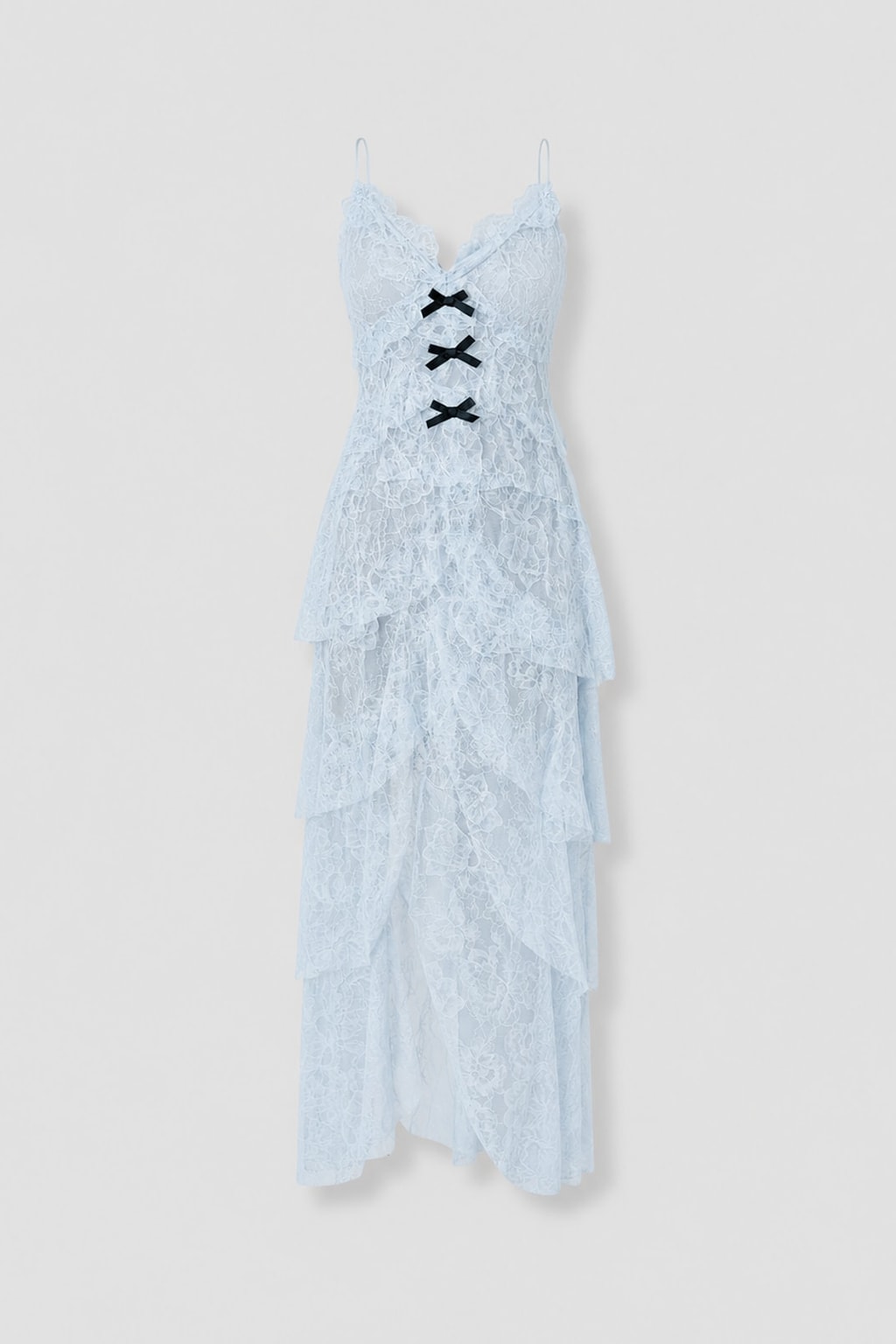 Lace Layered Ruffle Maxi Dress - 1