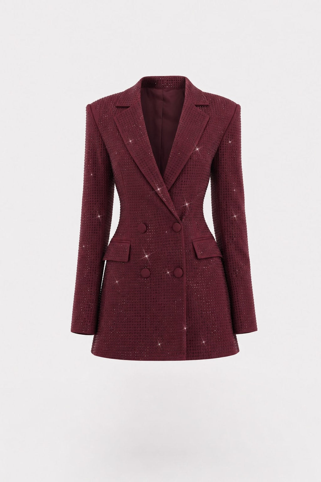 Double-Breasted Blazer Mini Dress With Peak Lapels - 1