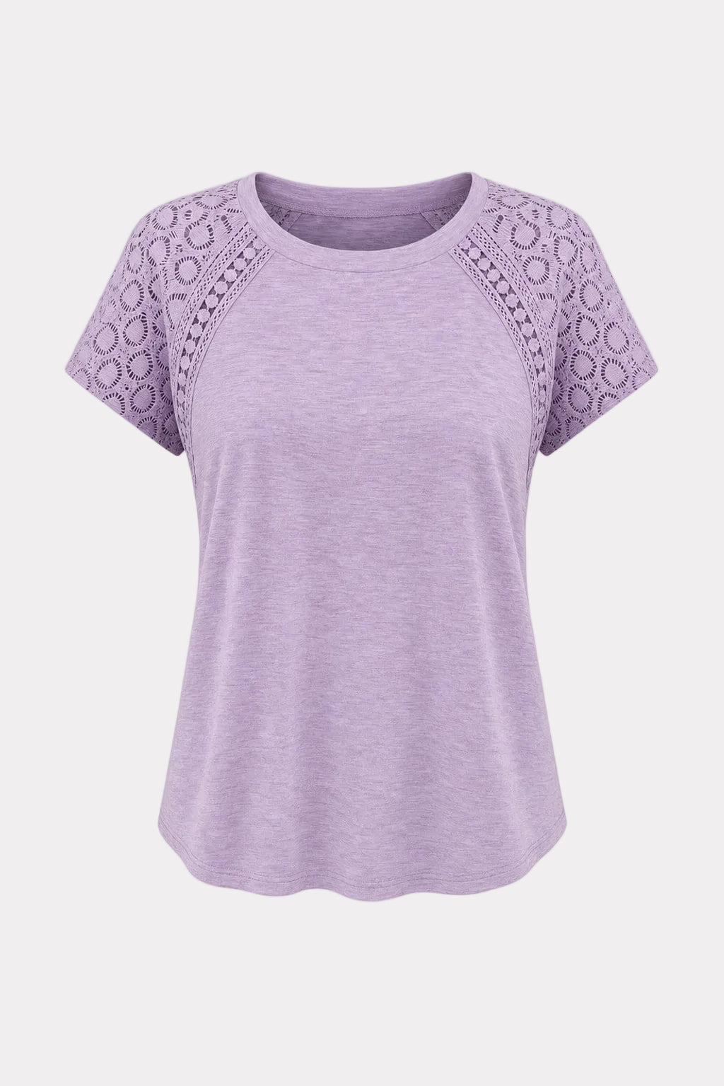 Effortless Lace Sleeve Relaxed Fit T Shirt With Casual Design - 1