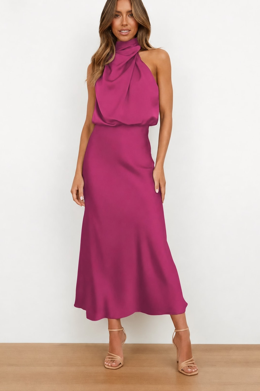 Polyester Maxi Dress With Halter Neck - 5