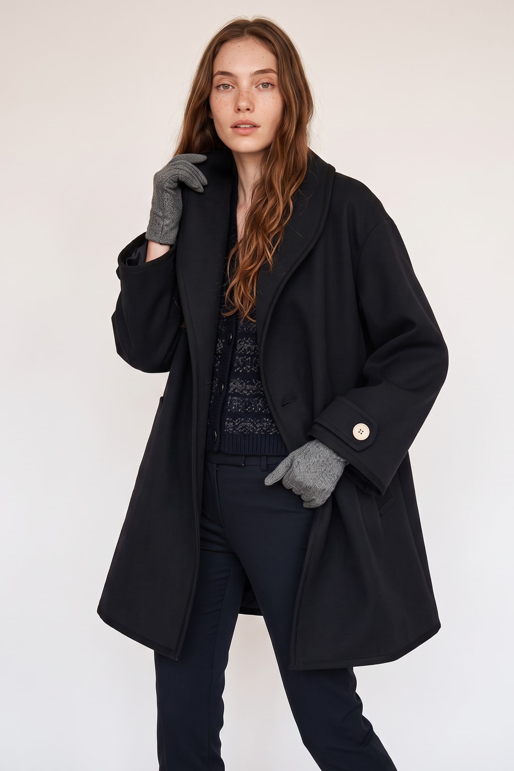 Women's Belted Warm Wool-Blend Coat Oversized Fit - 12