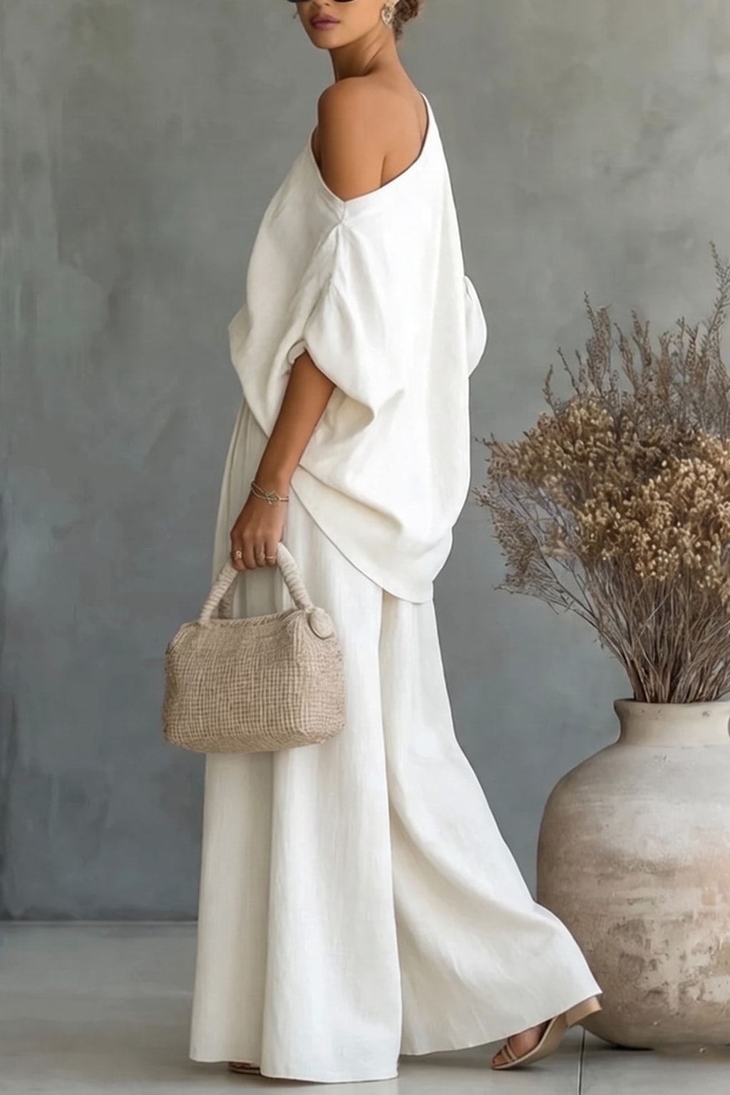 Effortless Two-Piece Set With One-Shoulder Top - 12