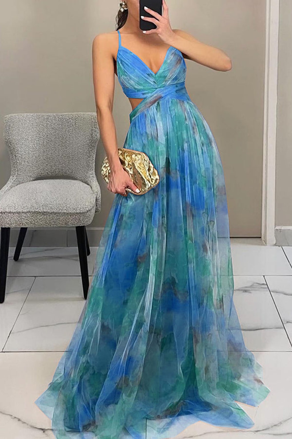 Effortless Flowy Maxi Dress With Colorful Print Detail - 14