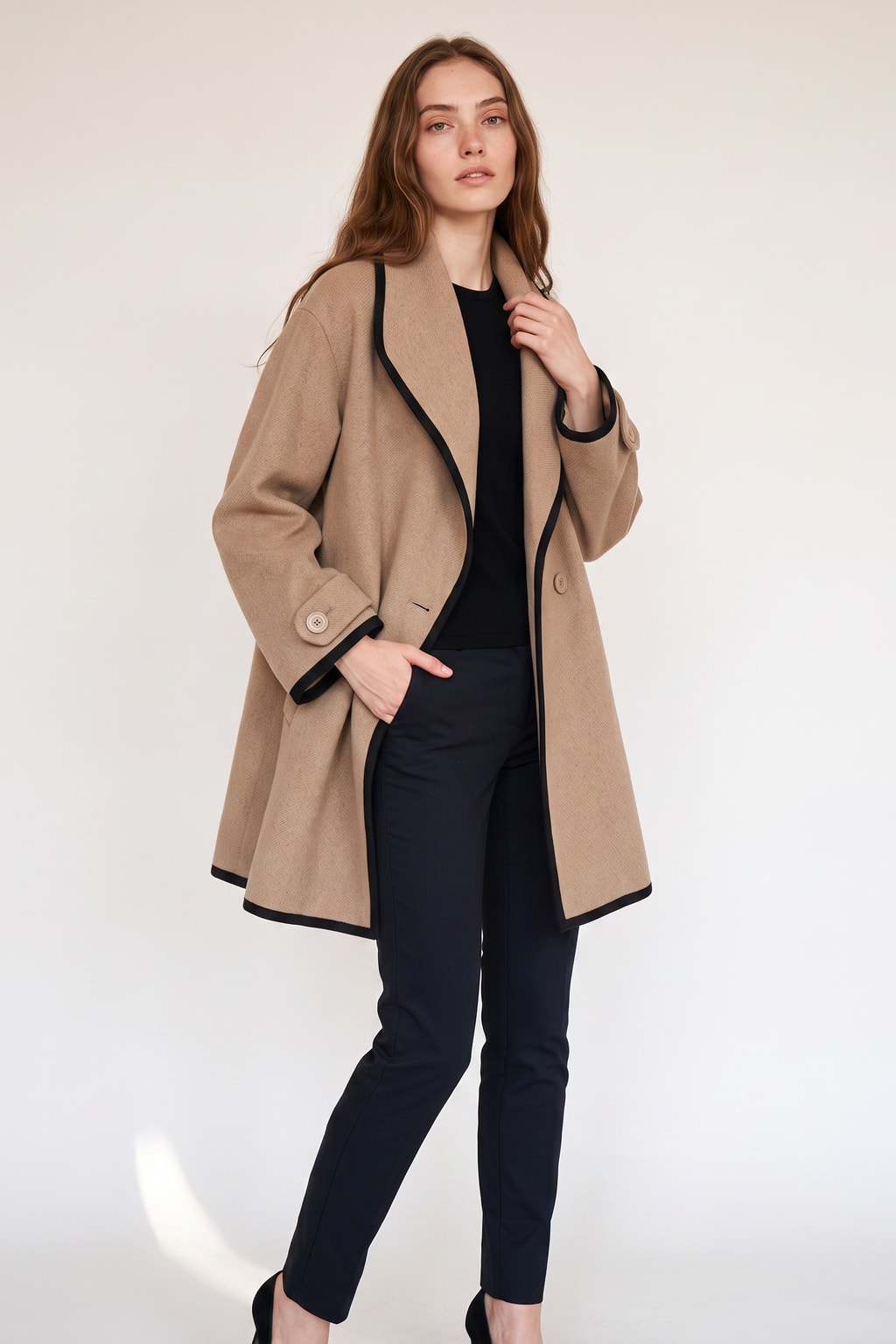 Women's Belted Warm Wool-Blend Coat Oversized Fit - 14