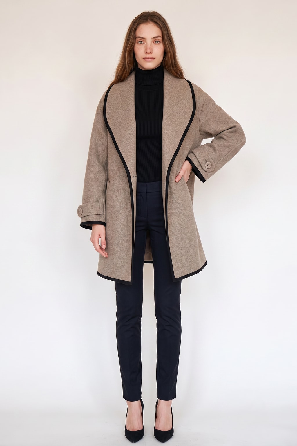 Women's Belted Warm Wool-Blend Coat Oversized Fit - 15