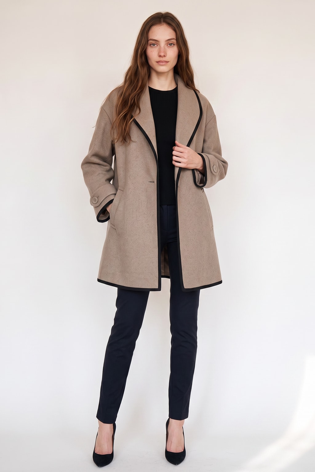 Women's Belted Warm Wool-Blend Coat Oversized Fit - 16