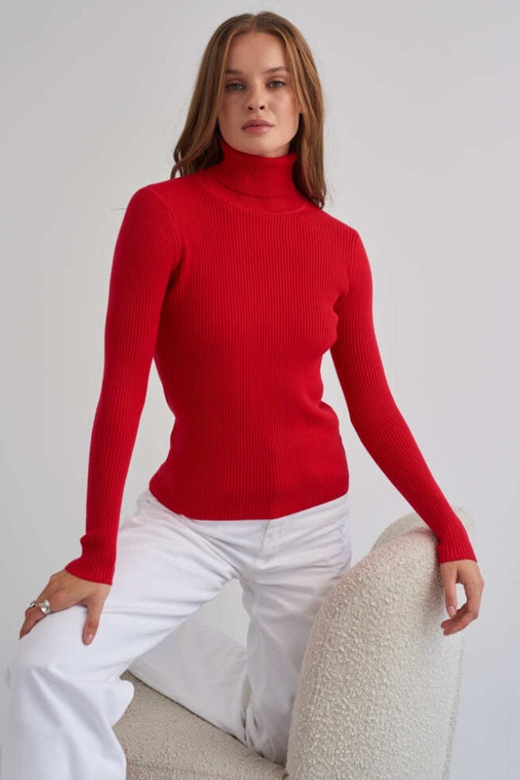 Knit Sweater Turtleneck Ribbed Black - 9