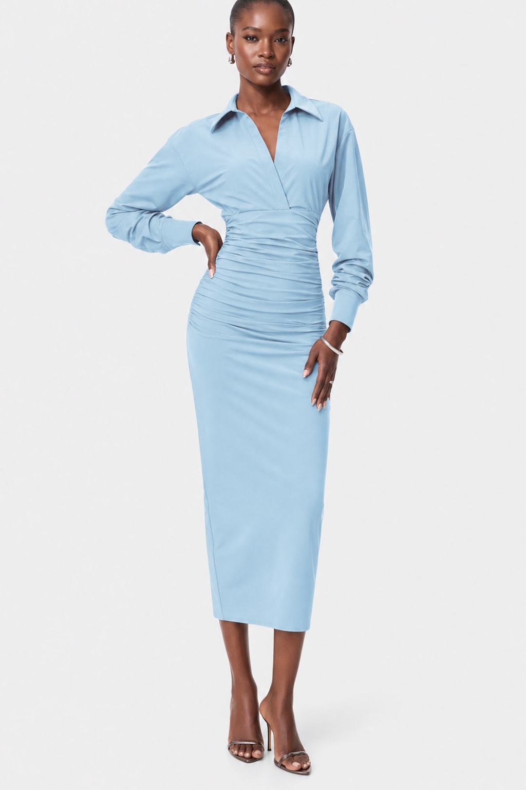 Polyamide Blend Ruched Midi Dress - 2
