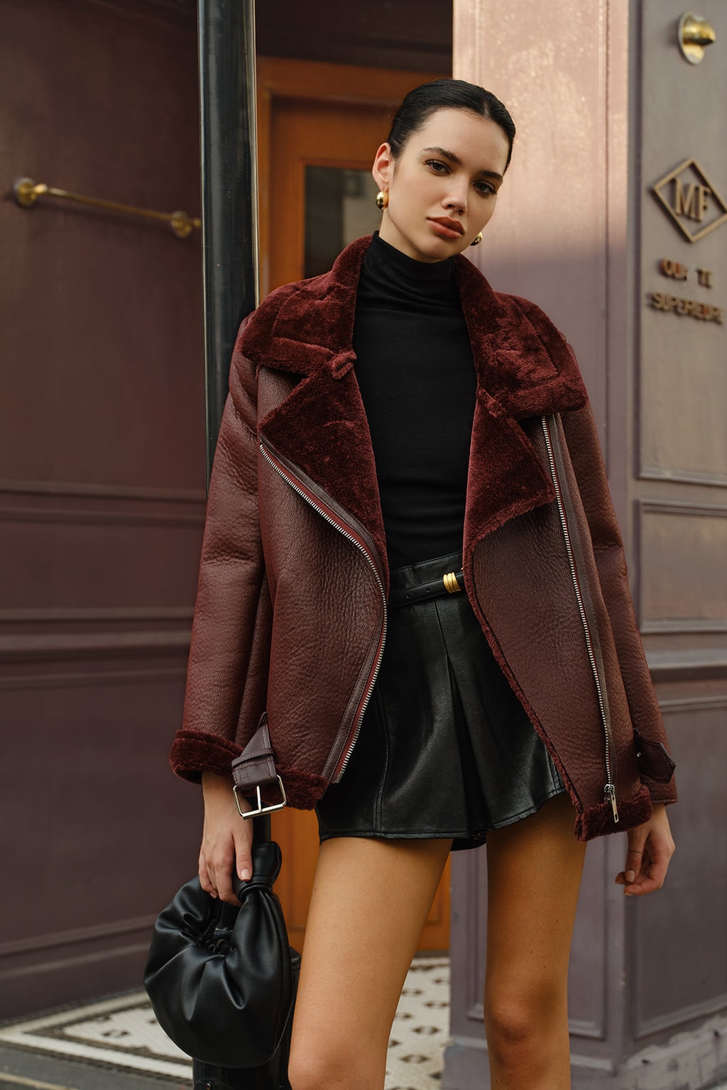 Faux Fur Fleece Jacket With Belted Waist - 2