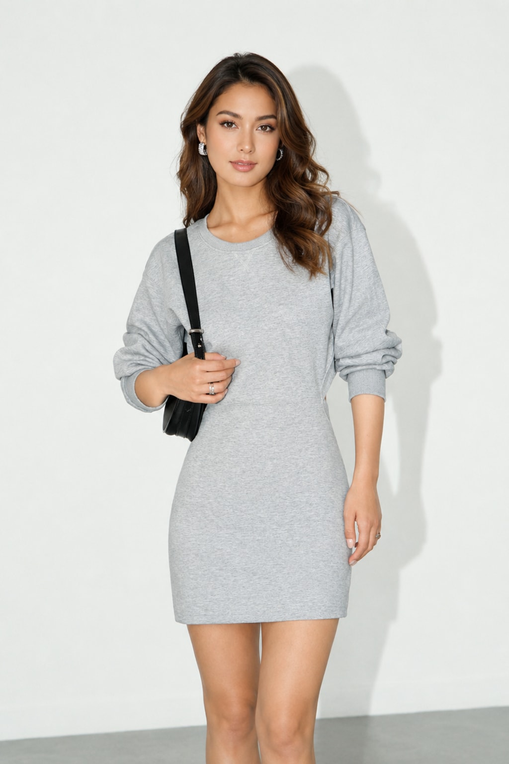 Grey Knit Cutout Backless Mini Dress - 2