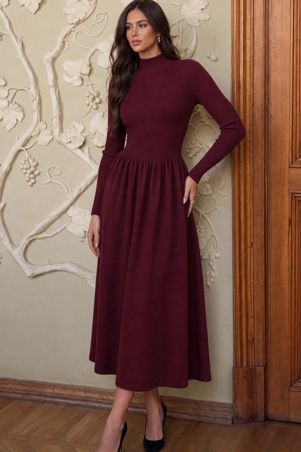 Sweater Knit Turtleneck Tunic Dress - 2